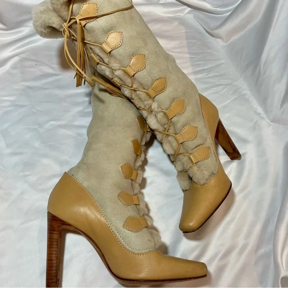 Vintage Y2K Manolo Blahnik Lace-Up Boots